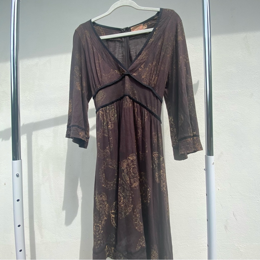 David Bitton Buffalo Brown & Tan Mandala Print Babydoll Dress Size Large